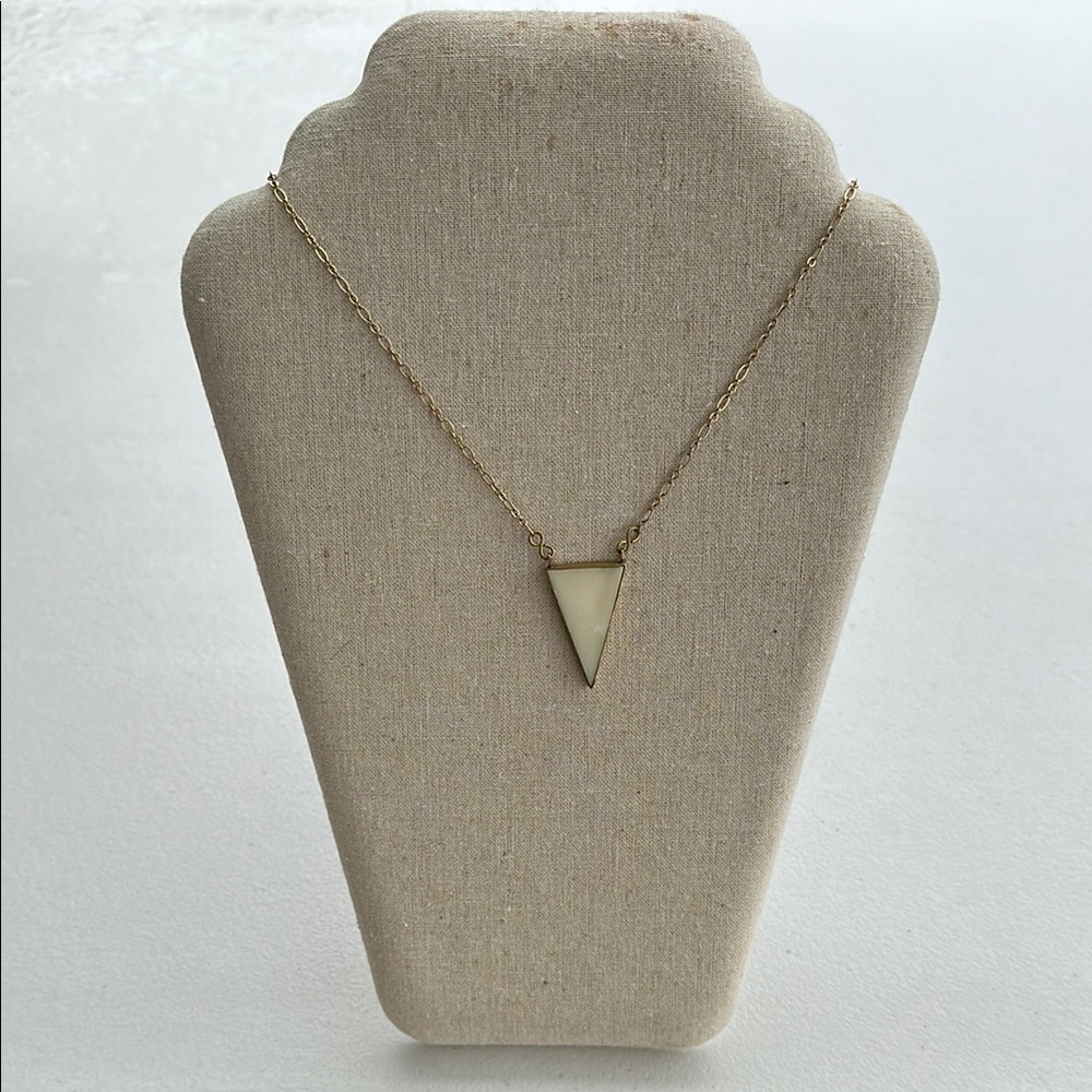 Long Gold and Enamel Triangle Pendant Necklace